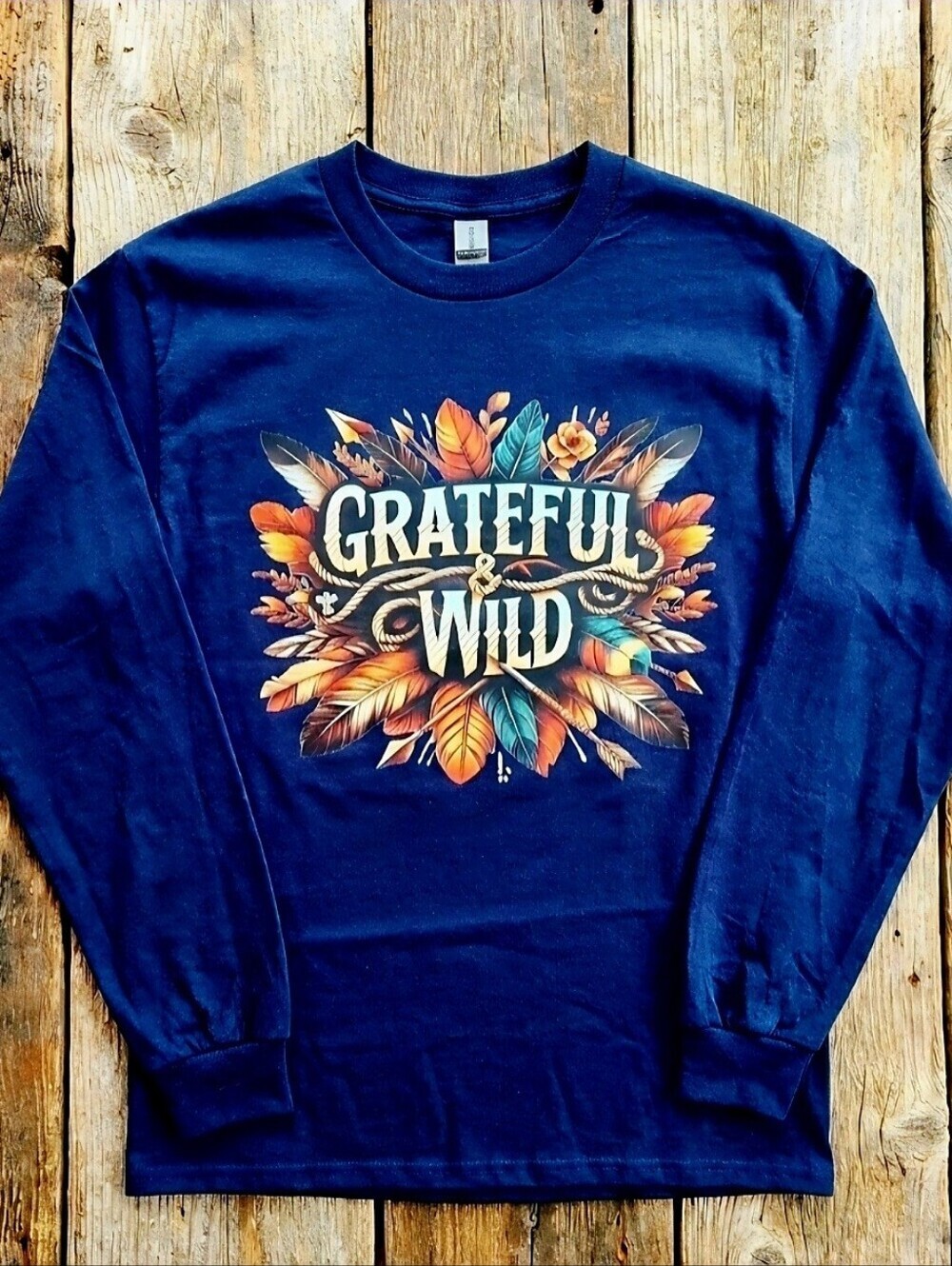 Grateful & Wild Long Sleeve Tee • Fall Floral Graphic Shirt • Autumn Nature Top - Picture 9 of 12